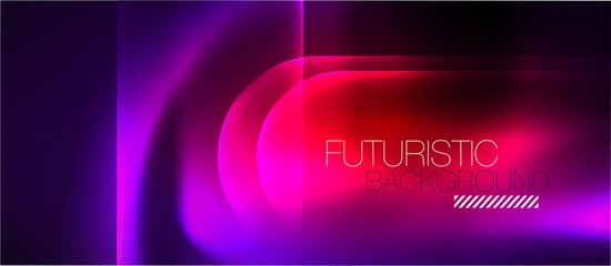 Obraz premium Neon glowing techno lines, hi-tech futuristic abstract background template