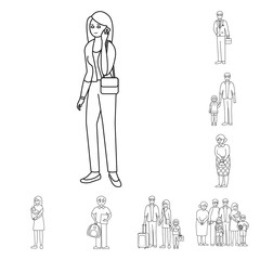 Vector design of happy  and character symbol. Set of happy  and portrait stock vector illustration.