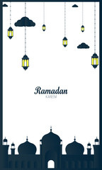 Ramadan Kareem Greeting Background. Vector Illustration for greeting card, poster and banner. - Vector