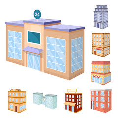 Isolated object of city and build icon. Collection of city and apartment vector icon for stock.