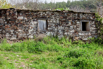  Window in stone wall in the vintage style