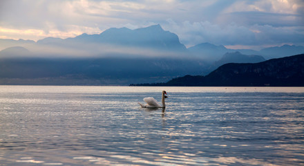 Obraz premium Sunset Garda Lake