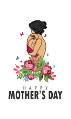Mother and son. Mother's day card, background. Paper cut flower designs - Vector