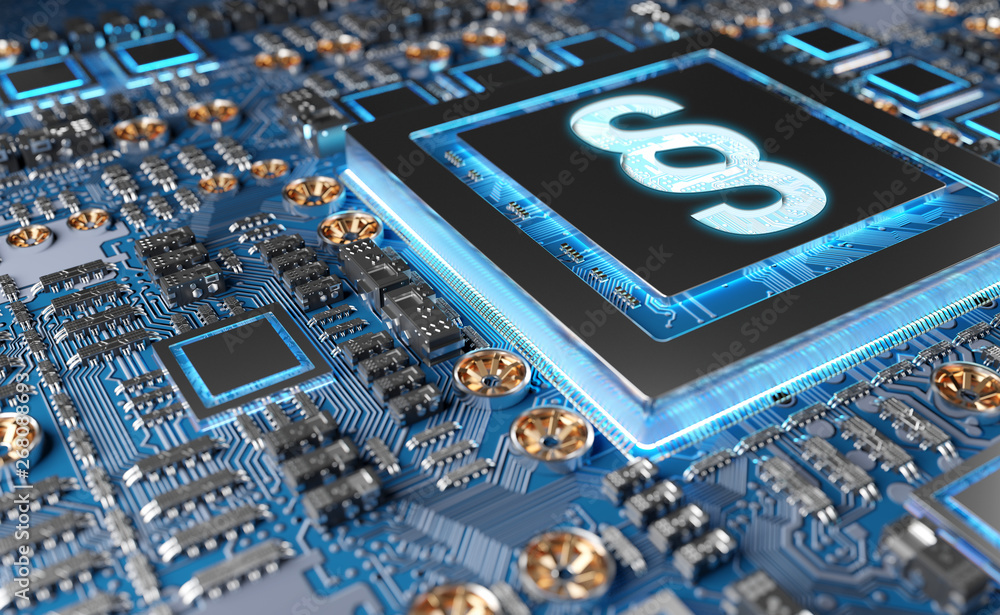 Poster cyber law on a gpu concept 3d rendering