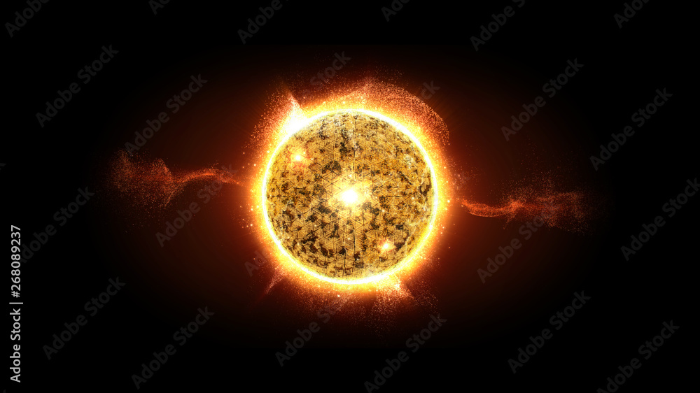 Poster Futuristic graphic user interface head up display screen with digital holographic Nuclear Fusion energy simulator display for digital background