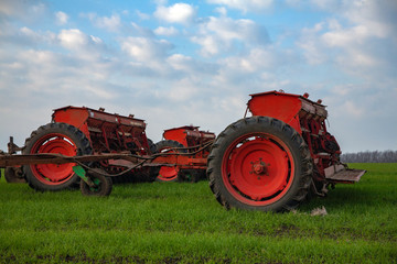 agricultural planter in the field