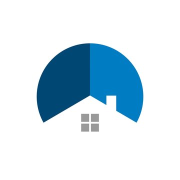 Circle Blue House Real Estate Logo Template