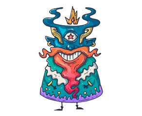 Funny monster. Cartoon illustration for print and web. Character in the modern graphic style.