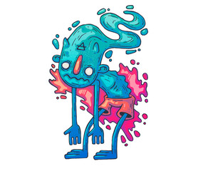 Funny monster. Cartoon illustration for print and web. Character in the modern graphic style.