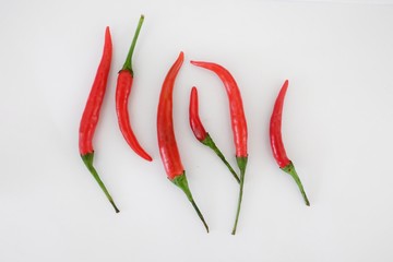 red chili or chilli cayenne pepper isolated on white background 