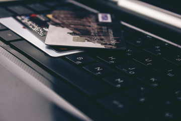 computer and credit card online purchase