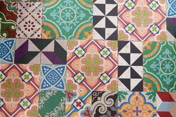 Ethnic seamless pattern Azulejo ceramic tile design ornament. Portuguese, Spanish, Mexican, Brazilian folk print