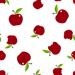 Fresh apple background. Seamless vector pattern with apple. Vector seamless pattern - Vector