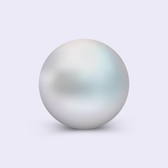 Clean pearl, vector design element for decoration of jewelry and cosmetics. Vector realistic pearl isolated on light background.