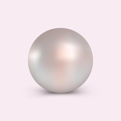 Pearl for use in advertising cosmetic and jewelry. Bright, vector, realistic, sea pearl. Ready logo for jewelry store, perfumery, cosmetic, beauty salon, restaurant and more.