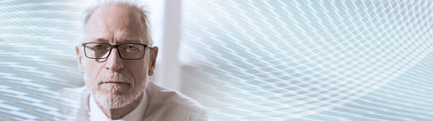 Portrait of mature businessman. panoramic banner