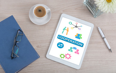 Cooperation concept on a digital tablet