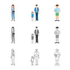 Vector illustration of character and avatar  sign. Set of character and portrait stock symbol for web.