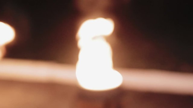 fire burning in the bowl in the dark