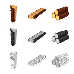 Vector illustration of tree   and raw  sign. Collection of tree   and construction vector icon for stock.