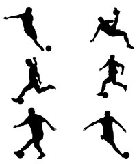 Football players black silhouette set isolated on white