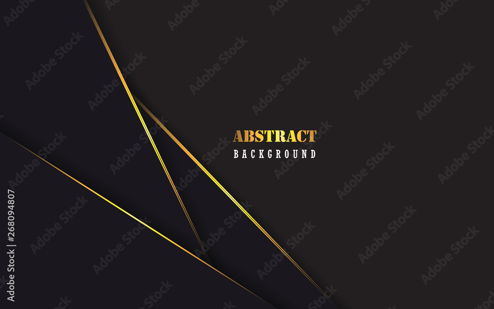 Poster black overlap background with luxury gold line. layer on space for text and background design