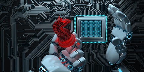 Humanoid robot infects the hardware with a trojan. 3d illustration. © Alexander Limbach