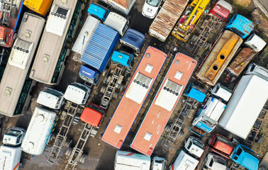 Old motor vehicles piled up waiting to be dismantled and eliminated
