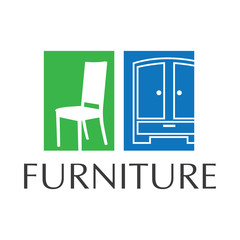vector logo for shop selling furniture, sofa and wardrobe