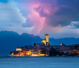 Malcesine on Garda Lake at twilight.