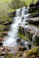 Obraz premium Scenic landscape of a mountain waterfall