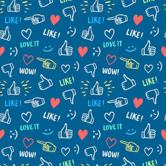 Colorful seamless pattern with hands showing like