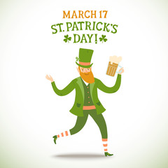Cartoon leprechaun with beer