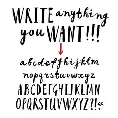 Brush hand drawn vector font