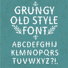 Vintage hand written vector textured font