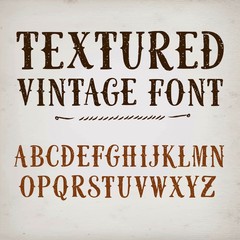 Vintage textured vector font