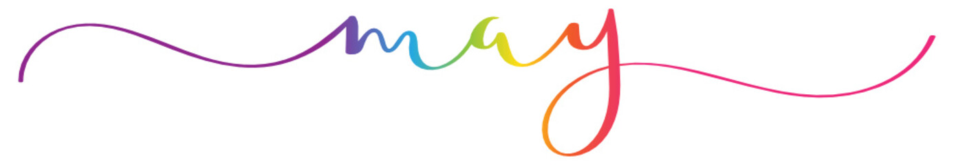 MAY brush calligraphy banner with swashes