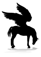 A Pegasus silhouette mythological winged horse graphic