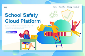 Web page templates of education, school safety department on the background, corresponding professional attributes, people which making school safety cloud platform.