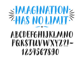 Hand drawn brush calligraphy letters and figures