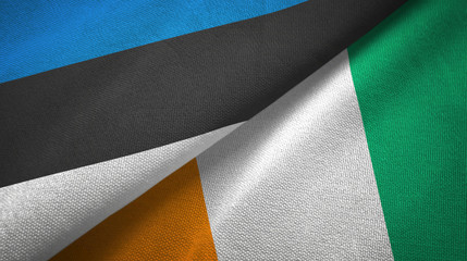 Estonia and Cote d'Ivoire Ivory coast two flags textile fabric texture