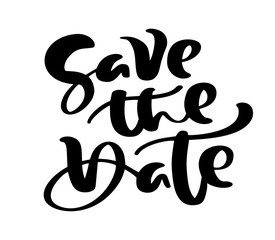 Save the date hand drawn text calligraphy vector lettering for wedding or love card