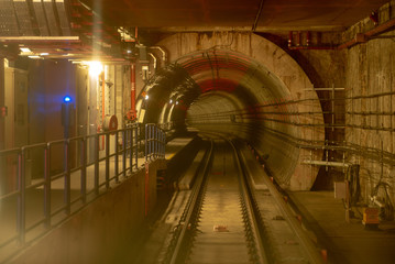 Empty underground tunnel under the city