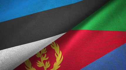 Estonia and Eritrea two flags textile cloth, fabric texture
