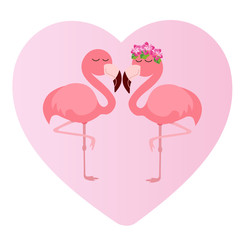 Pink cute pink flamingos vector illustration