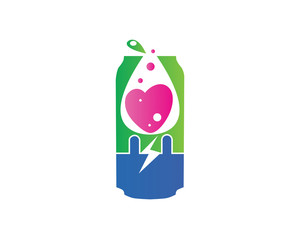Healthy Energy Drink Logo in White Isolated Background
