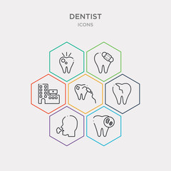 simple set of bacteria in mouth, breath, broken tooth, check up icons, contains such as icons clinic, damaged tooth, decay and more. 64x64 pixel perfect. infographics vector