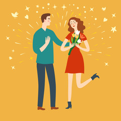 Happy pair on a date