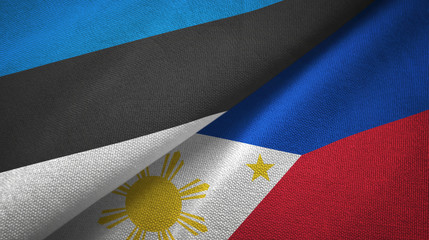 Estonia and Philippines two flags textile cloth, fabric texture
