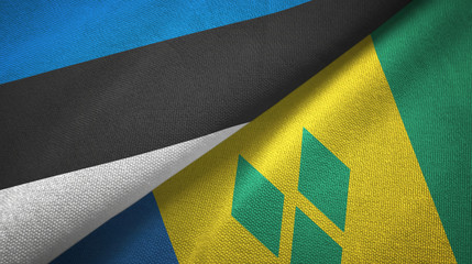 Estonia and Saint Vincent and the Grenadines two flags textile cloth